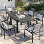 7 Pcs Extendable Aluminum Outdoor Patio Dining Chair Set