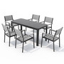 7-Piece Aluminum Outdoor Patio Dining Chairs & Expandable  Table Set in Dark Gray - Seating 6-8 People