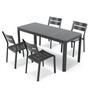 5-Piece Aluminum Outdoor Patio Dining Chairs & Expandable  Table Set in Dark Gray - Seating 6-8 People