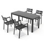 5-Piece Aluminum Outdoor Patio Dining Chairs & Expandable  Table Set in Dark Gray - Seating 6-8 People