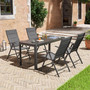 5-Piece Aluminum Outdoor Patio Dining Chairs & Expandable  Table Set in Dark Gray - Seating 6-8 People