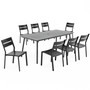 9 Pcs Gray Patio Set 8 Arm Chairs 1 Table with Umbrella Hole