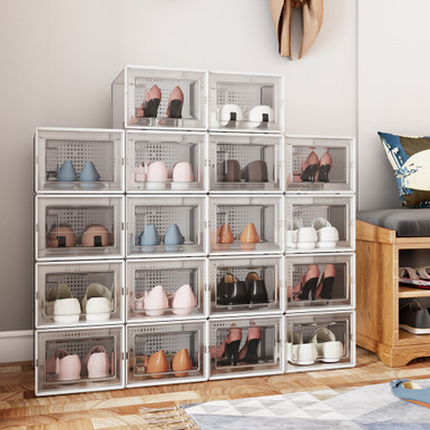 24 Pack Shoe Storage Box, Plastic Foldable Shoe Box, Stackable Clear Shoe  Organizer - On Sale - Bed Bath & Beyond - 33096538