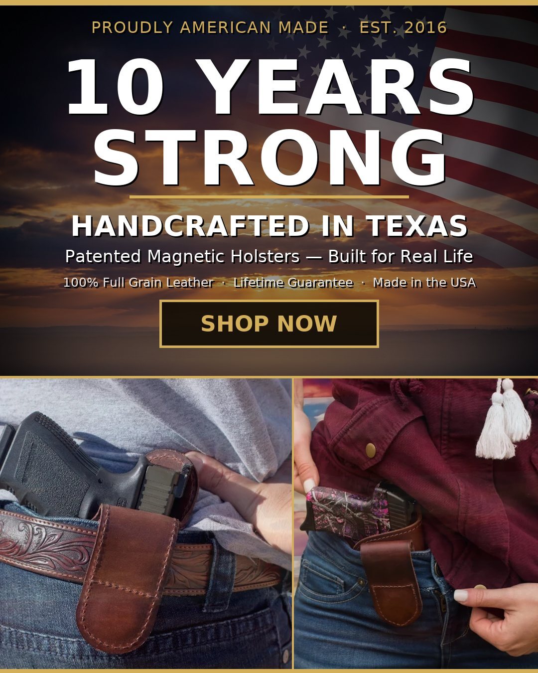 JM4 Tactical, 10 years strong. Handcrafted in Texas. Patented magnetic holsters built for real life. Shop now.