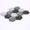 New York Series Secret Dimensions Cold Gray, Silver Mix Hexagon Beveled Glossy Glass Mosaic Tile
