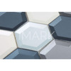 New York Series Mixed 3D Hexagon Cold Blue, Gray & White Glossy Glass Mosaic 12" x 10" Backsplash Tiles 