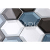 New York Cold Blue, Coffee, White 3D Beveled Hexagon Glass Mosaic
