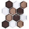 Secret Dimensions Cold Gray, Silver, Coffee Mix Hexagon 8.75 in. x 10.25 in. x 4.06 mm Glossy Glass Mosaic Tile