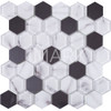 Hexagon Glossy & Matte Carrara Ink Jet Printed Mix Metal Mosaic Tile 