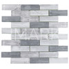 Modern Ink Jet Wood & Cement Look Kitchen Wall Glass Mosaic Tiles