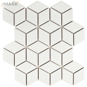 Metro Rhombus Matte White 10-1/2 in. x 12-1/8 in. x 5 mm Porcelain Mosaic Tile