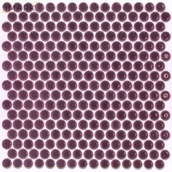Bliss Edged Penny Round Polished Plum Ceramic Mosaic Floor and Wall Tile - 3 in. x 6 in. Tile