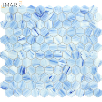 Hexagon Silk Blue Recycled Glass Mosaic Tile Backsplash Tile 