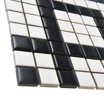 Metro Greek Key Matte White and Black Corner190*190*5 mm Porcelain Mosaic Tile Waterline Tile