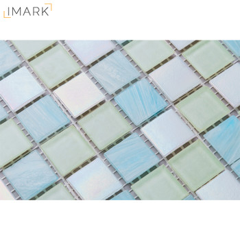 AGX20001 Fused Green Silver Glass Mosaic Tile 20*20*4 mm Glass Mosaic Tile 