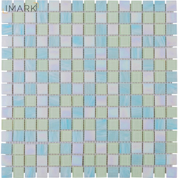 AGX20001 Fused Green Silver Glass Mosaic Tile 20*20*4 mm Glass Mosaic Tile 