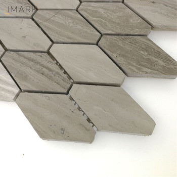 hexagon grey wood grain marble backsplash tiles supplies