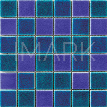 Cobalt Blue Crackle Glazed Ceramic Mosaic Tile For Swimming Pool