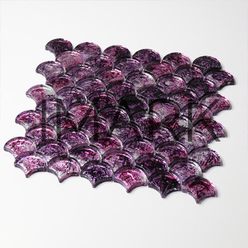 Silver & Pink Foil Fish Scale Iridescent Glass Tile Mosaic