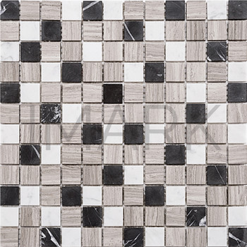 Cheap Bianco Carrara Wood Grey Nero Marquina Natural Stone Mosaic (AMKSTM2311)