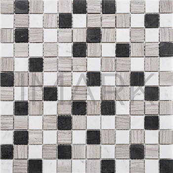 Kweilin Black Grey Emperador Light Matt Natural Stone Tile Mosaic
