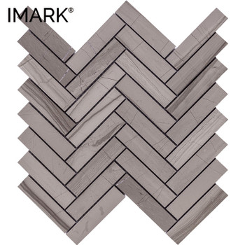 Herringbone Athens grays polished / honed natural marble mosaic tile