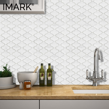 White Lantern Shaped Recycled Full Body Kitchen Glass Mosaic Tile