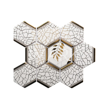 4 Inch Hexagon Arabesque Gold Metallic Porcelain Wall Tile