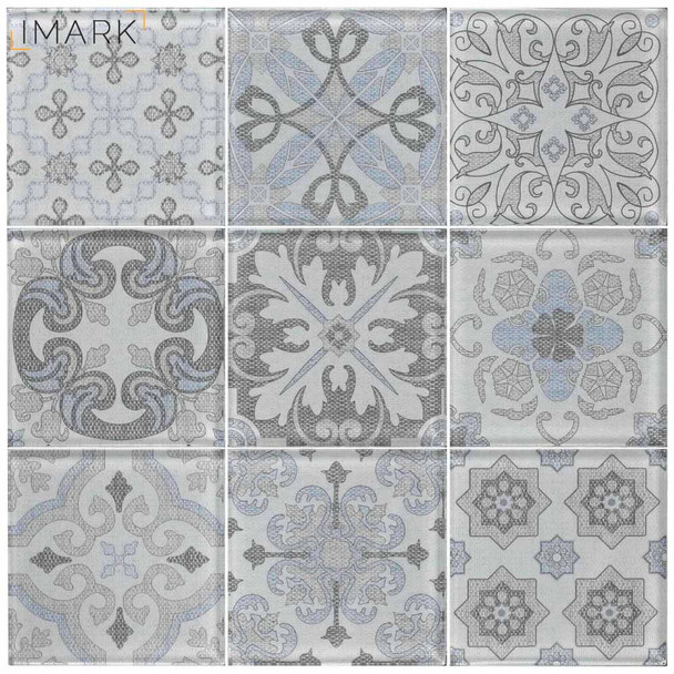 Digtal Inkjet Print Morocco Cement Style Glass Mosaic Wall Tile Backsplash Tile