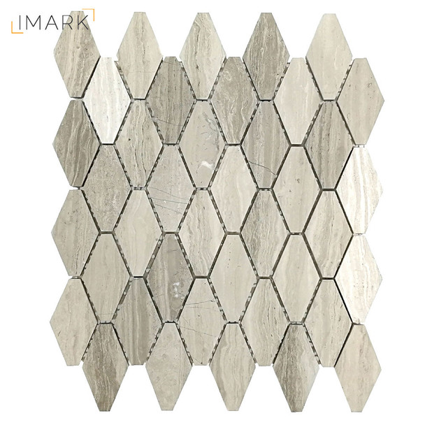 White Grey Wood Grain Marble Polished Or Honed Hexagon Mosaic Tile (STM-HX002)