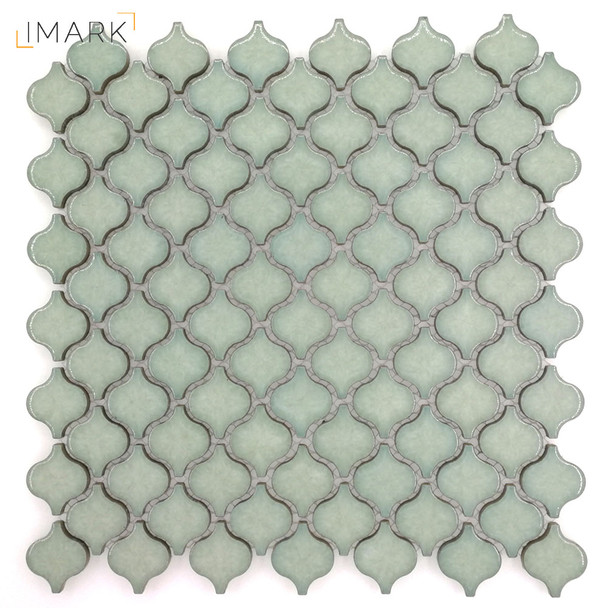 Greens Lantern Mini Glossy Ceramic Tile Mosaic Backsplash Kitchen Tiles (CL353807)