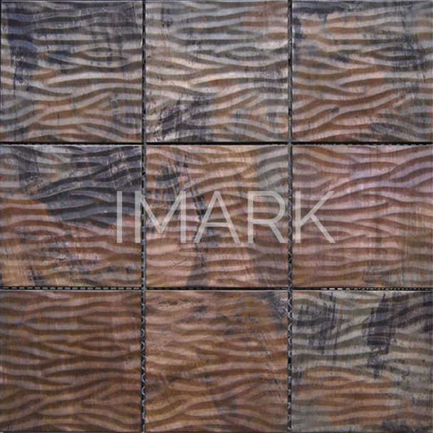 4" x 4" Wave Pattern Bronze Copper Fireplace Decorative Backsplash Tiles