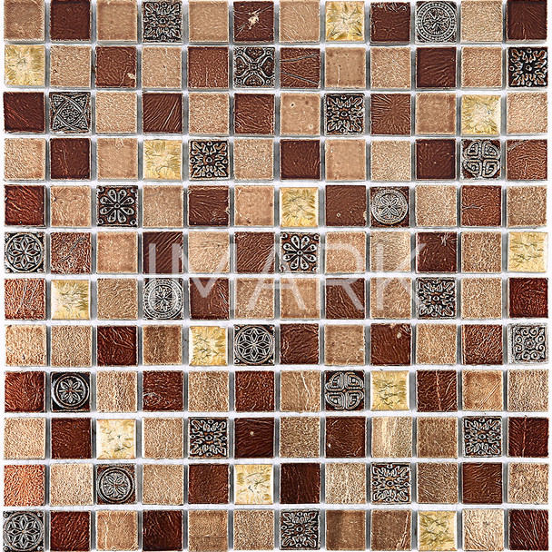 Antique Style Foiled Mosaic Tile Mixed Crackle Glaze Porcelain Kitchen Backsplash