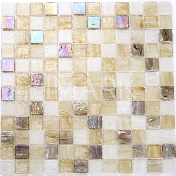 Amber Iridescent Glass Mosaic Tile For Kitchen Backsplash 