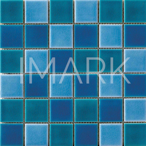 Vintage Green & Blue Blend Color Crackle Glazed Porcelain Pool Mosaic Tile