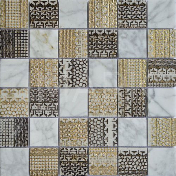 Hot Sales Roman Pattern Polyresin Mosaic & Carrara Marble Tiles