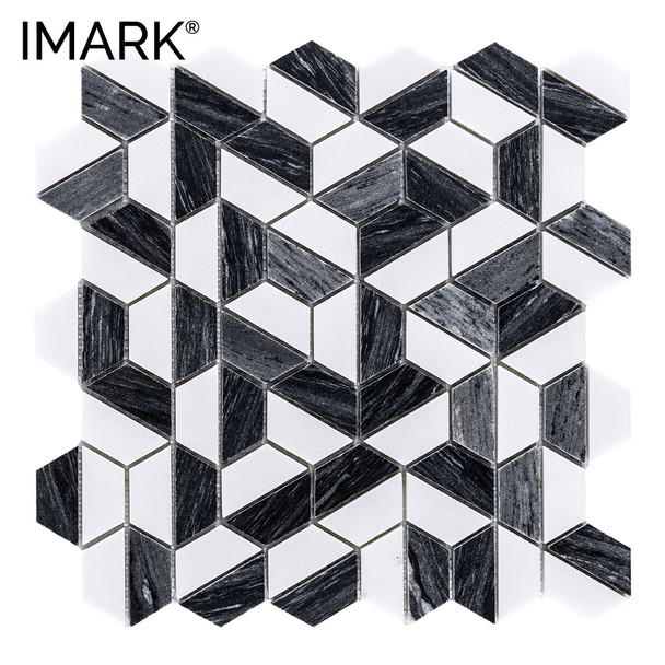 Imark Brand Grays & Yugoslavia White Polished / Honed Marble Mosaic Tile