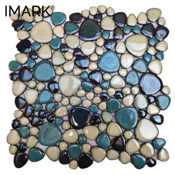 Pebbles Stone Ceramic Mosaic Tile For Landscape & Pool Decoration