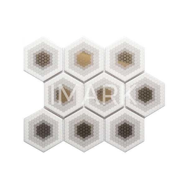 Hexagon Gold Honeycomb Porcelain Mosaic Tile For Bathroom