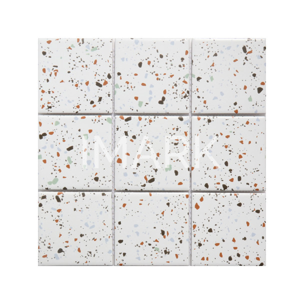 4X4 Gloss Terrazzo Porcelain Look Tile For Bathroom Wall