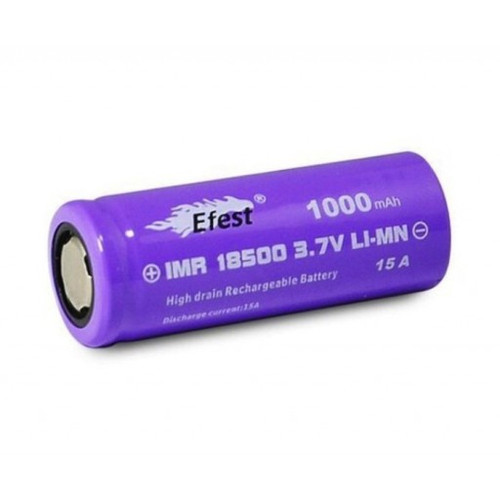 Efest Purple IMR 18500 3.7v 1000mAh 15A Battery