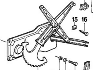 0) BMW OEM 51341944071 USED 4071 WINDOW REGULATOR ASSEMBLY LEFT REAR 525I 94 5 Series Euro All Parts