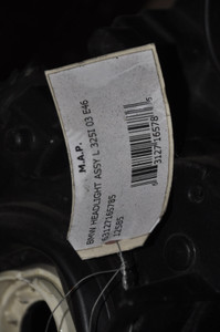 1) BMW OEM 63127165785 63127165785 USED LEFT HEAD LIGHT ASSEMBLY NO COVER 63126910965 63127165785 Fits: E46 325i 2003 & other listed vehicles Euro All Parts 1) BMW OEM 63127165785 63127165785 USED LEFT HEAD LIGHT ASSEMBLY NO COVER 63126910965 63127165785 Fits: E46 325i 2003 & other listed vehicles Euro All Parts