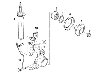0) BMW OEM 31216768995 USED SPINDLE HUB ASSEMBLY RIGHT FRONT W/ARM 330i 3 Series Euro All Parts 0) BMW OEM 31216768995 USED SPINDLE HUB ASSEMBLY RIGHT FRONT W/ARM 330i 3 Series Euro All Parts