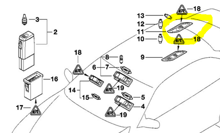 1) BMW OEM 63318363610 USED BIEGE INTERIOR LIGHT RIGHT REAR 540I '01 E39 530i SEDAN 530i SEDAN 540i SEDA Euro All Parts