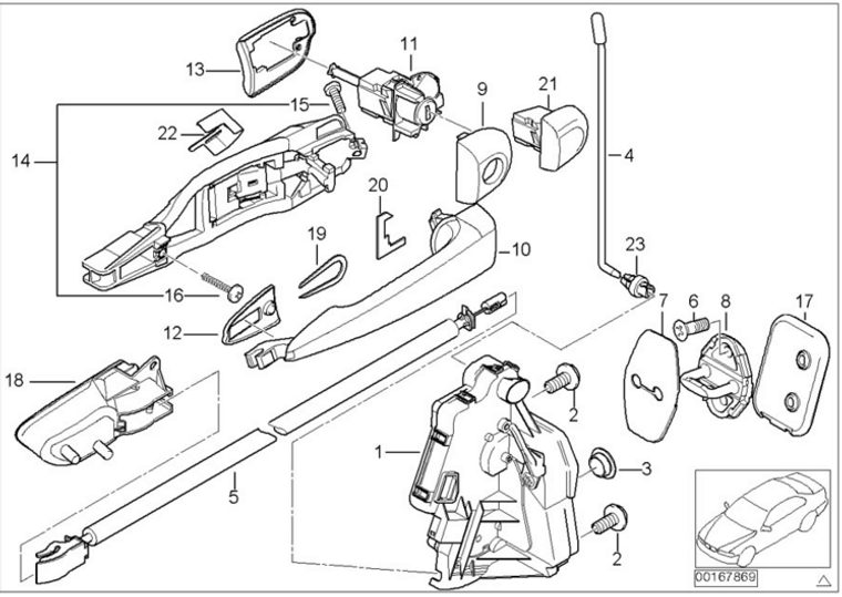 0) BMW OEM 51218196035 USED 323I 99 E46 DOOR LATCH STRIKER RIGHT REAR Euro All Parts