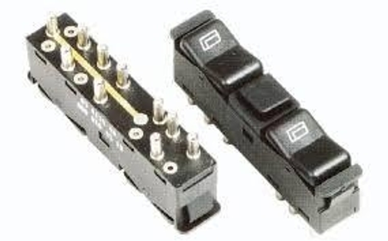 6) Mercedes Benz OEM 8208110 Window Switch Double Right (USED) Fits: 190E 1991 W201 & Other Listed Vehicles Euro All Parts
