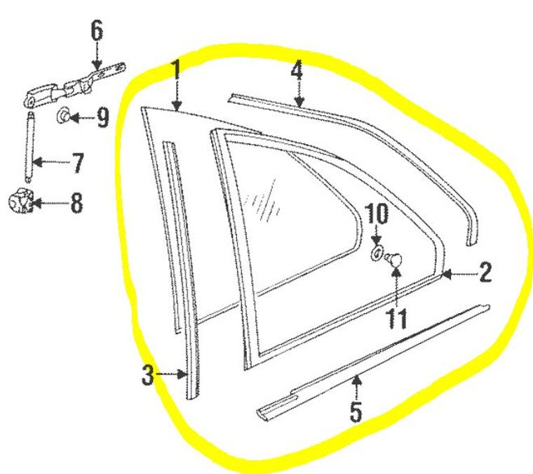 0) DD 172 BMW 51368119077 Used OEM Window Glass RIGHT REAR NO LATCH 51-368119077 51-36-8-119-077 51-36-8-132-531 (51-36-8-119-077) From: E36 Fits: 316i 318i 318is 320i 323i 325i 328i m3 (1990-2000) & other listed vehicles Euro All Parts