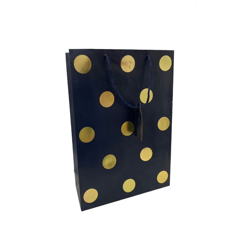 MAM-GPNVY AMARI GOLD POLKA DOT - NAVY GIFT BAG