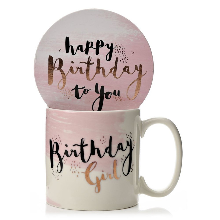 FHP130BG Luxe Ceramic Mug & Coaster - Birthday Girl